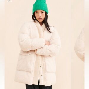 Sherpa Puffer Coat in Cream